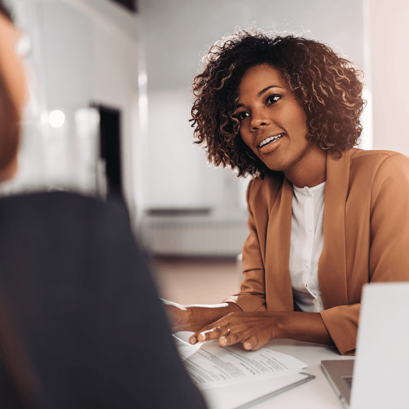 woman interviewing